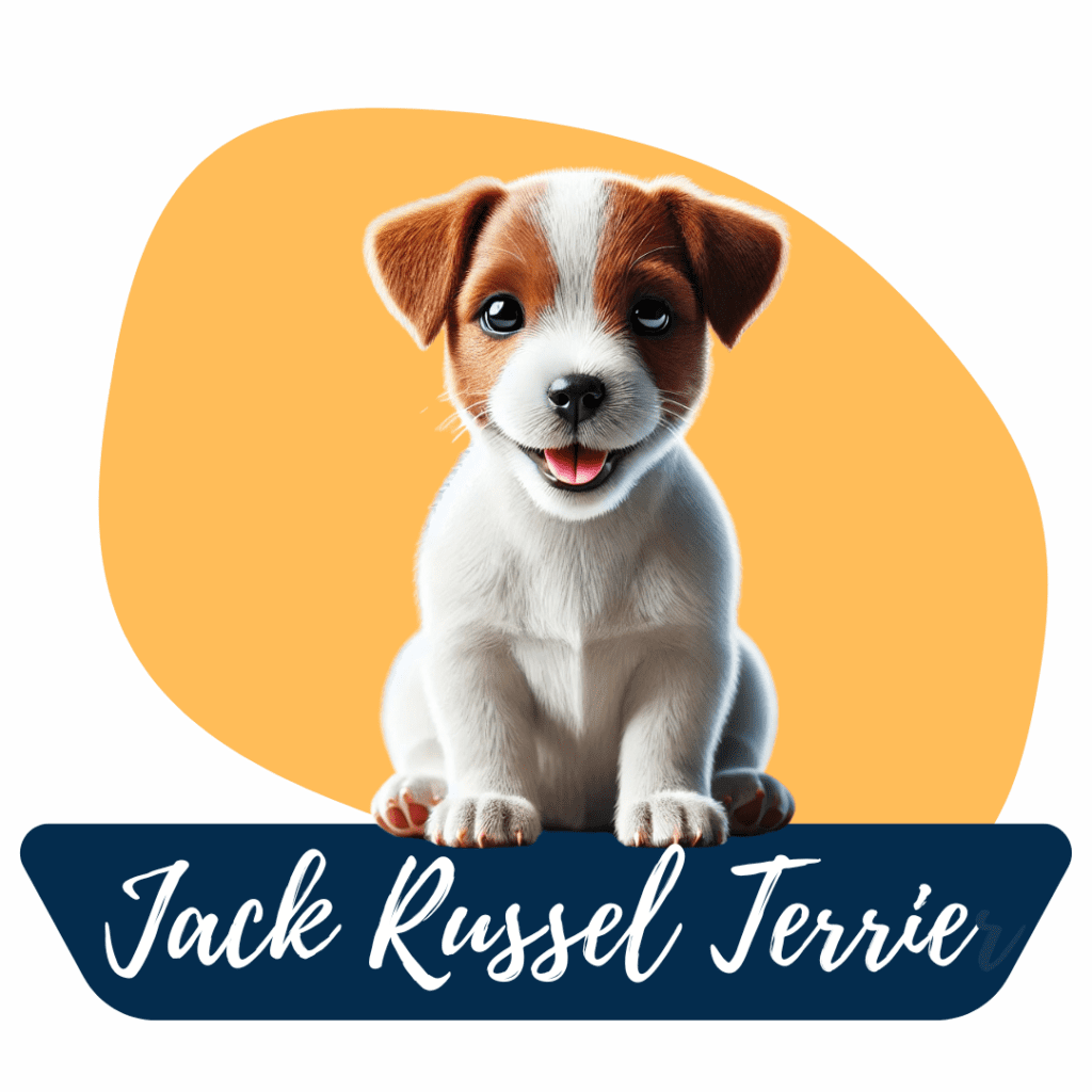 cachorro Jack Russel Terrier sonrientre sentado