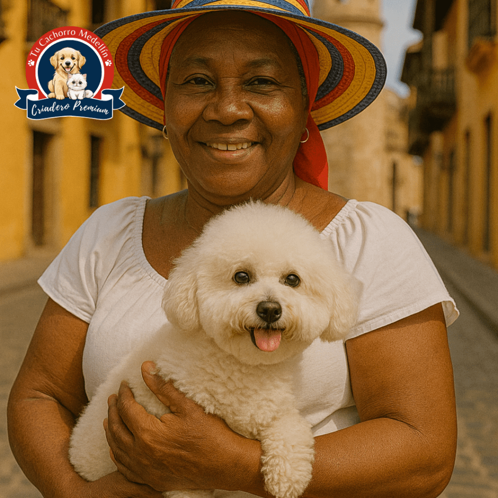 Persona Feliz con sus cachorro en Cartagena