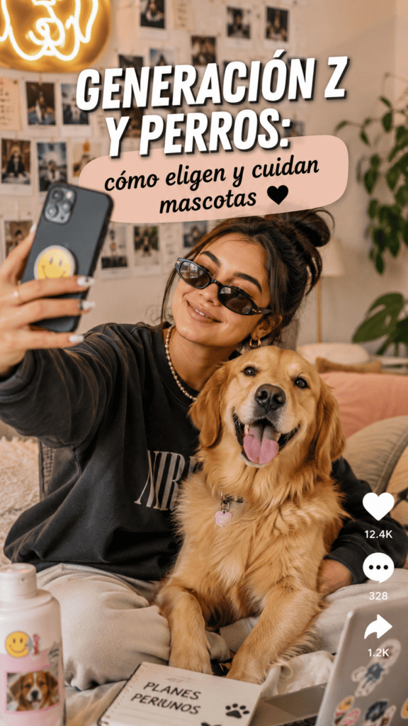Joven de la Generación Z abrazando a su cachorro en un apartamento moderno