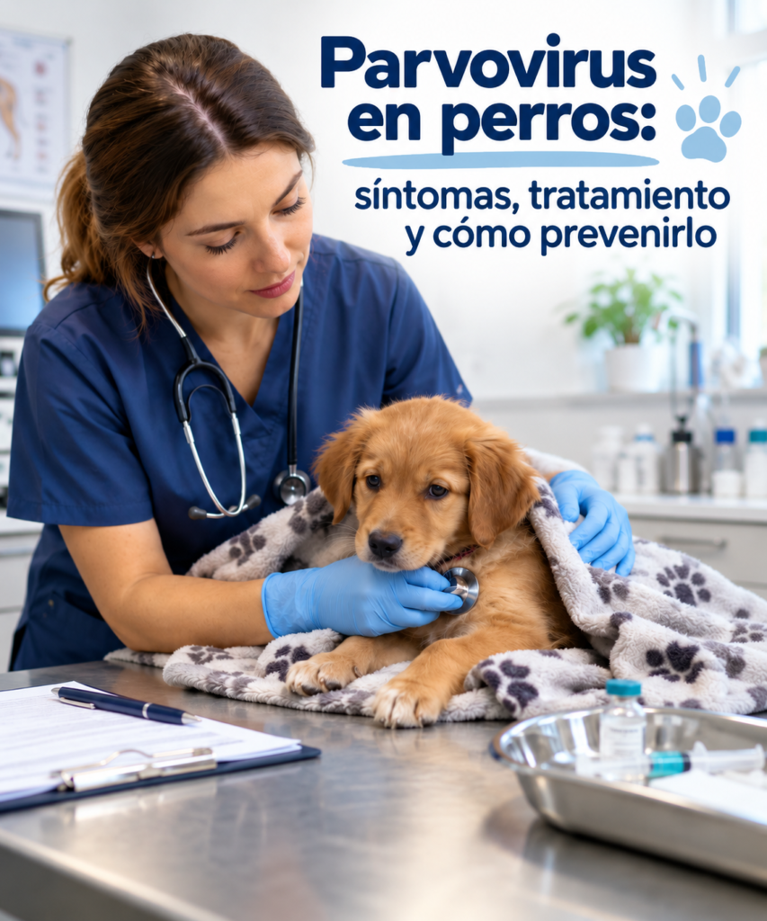 Cachorro en veterinaria recibiendo tratamiento por parvovirus canino Cachorro en veterinaria recibiendo tratamiento por parvovirus canino